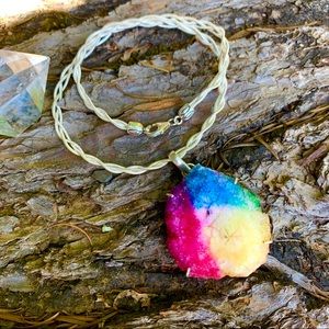 ☀️Preview! Tie dye quartz geode slice pendant